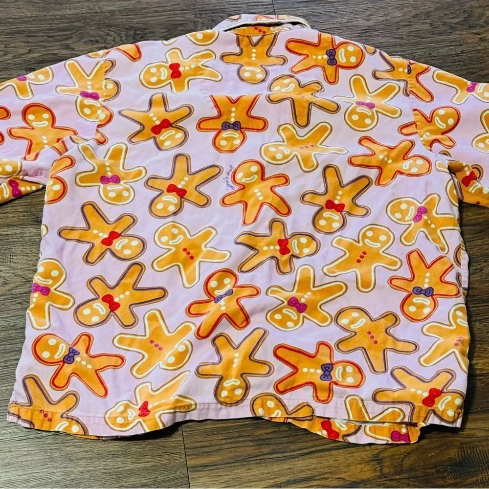Vintage Y2K Victoria’s Secret Gingerbread Pajama Set Long Sleeve Pink Tan Red XL
